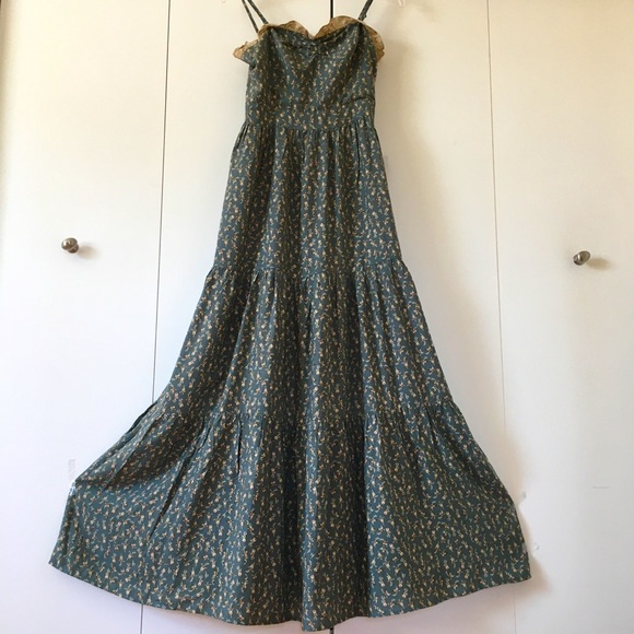 Lulu's Floral Maxi Dress in Green and Cream - Picture 11 of 16